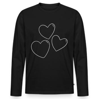 Cœur Cœur Amour - T-shirt manches longues Premium bio Homme - noir - Devant - Nico (187cm)