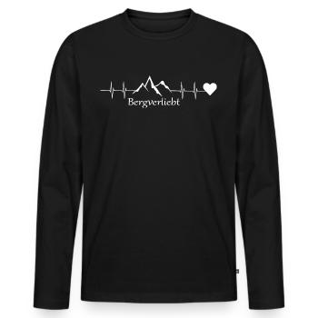 Herzschlag Bergverliebt - Männer Premium Bio Langarmshirt - Schwarz - Vorne - Nico (187cm)
