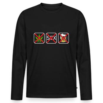 Straight Edge Vegan, anti-drogue, punk - T-shirt manches longues Premium bio Homme - noir - Devant - Nico (187cm)