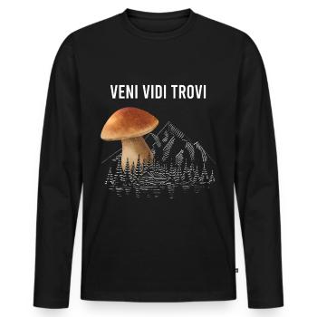 Outfit für Pilzsammler mit Bergen Steinpilz Pilz - Männer Premium Bio Langarmshirt - Schwarz - Vorne - Nico (187cm)