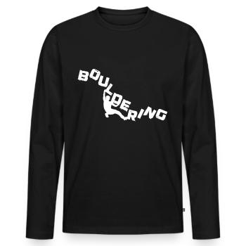 Bouldern, Klettern Freiklettern Kletterhalle - Männer Premium Bio Langarmshirt - Schwarz - Vorne - Nico (187cm)