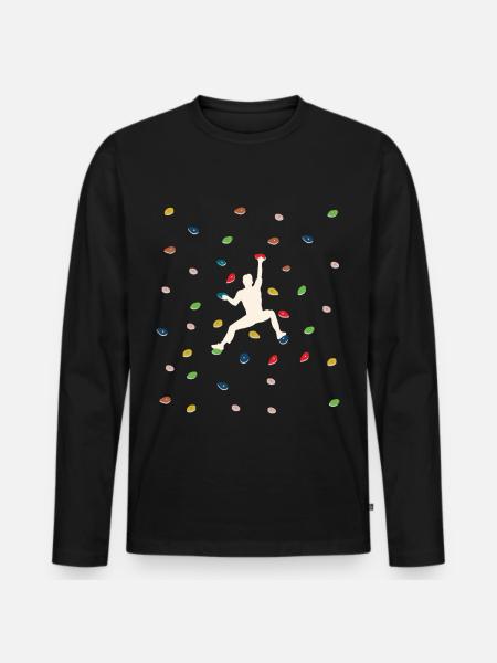 Bouldering, klättring Fri klättring Klätterhall - Ekologisk långärmad premium-T-shirt herr - svart