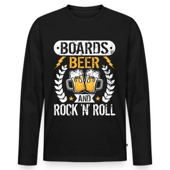 Rock and Roll, Beer, Snowboard Skateboard Festival - Men's Premium Organic Long Sleeve Shirt - black - Front - Nico (187cm)