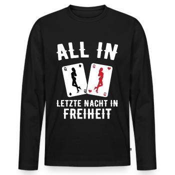 Poltern JGA Mann Bräutigam Junggesellenabschied - Männer Premium Bio Langarmshirt - Schwarz - Vorne - Nico (187cm)