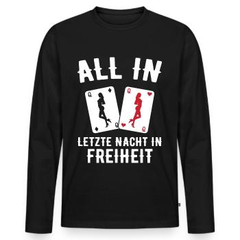 Poltern JGA Mann Bräutigam Junggesellenabschied - Männer Premium Bio Langarmshirt - Schwarz - Vorne - Nico (187cm)