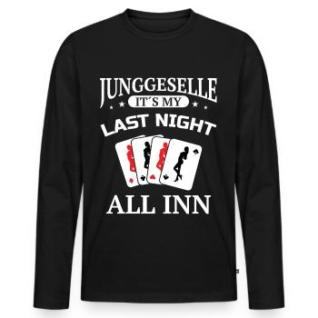 Poltern JGA Mann Bräutigam Junggesellenabschied - Männer Premium Bio Langarmshirt - Schwarz - Vorne - Nico (187cm)