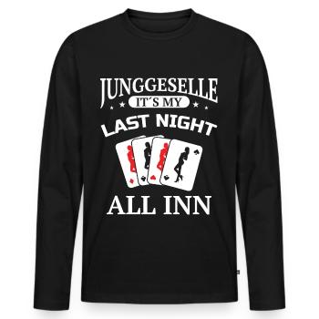 Poltern JGA Mann Bräutigam Junggesellenabschied - Männer Premium Bio Langarmshirt - Schwarz - Vorne - Nico (187cm)