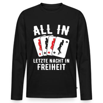 Poltern JGA Mann Bräutigam Junggesellenabschied - Männer Premium Bio Langarmshirt - Schwarz - Vorne - Nico (187cm)