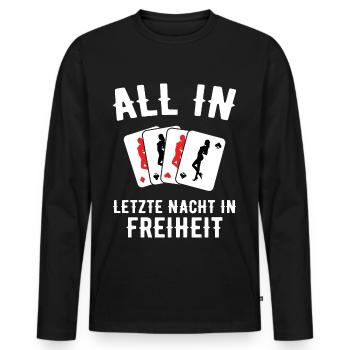 Poltern JGA Mann Bräutigam Junggesellenabschied - Männer Premium Bio Langarmshirt - Schwarz - Vorne - Nico (187cm)