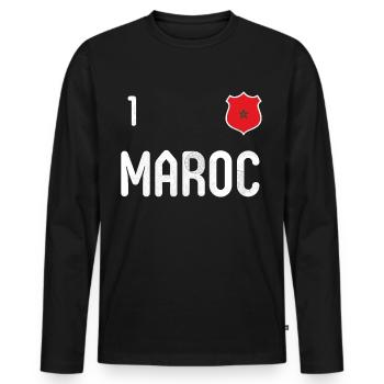 Morocco T-shirt with the number 1 - Men's Premium Organic Long Sleeve Shirt - black - Front - Nico (187cm)