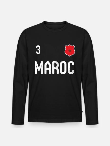 Marokko T-Shirt mit der Nummer 3 - Männer Premium Bio Langarmshirt - Schwarz