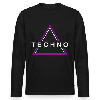 Techno House Party EDM Festival Goa Electro Rave - Männer Premium Bio Langarmshirt - Schwarz - Vorne - Nico (187cm)
