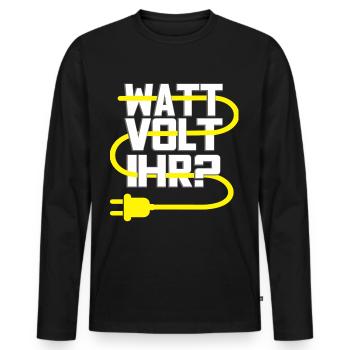 Elektronik WATT VOLT IHR Herren lustig Elektriker - Männer Premium Bio Langarmshirt - Schwarz - Vorne - Nico (187cm)