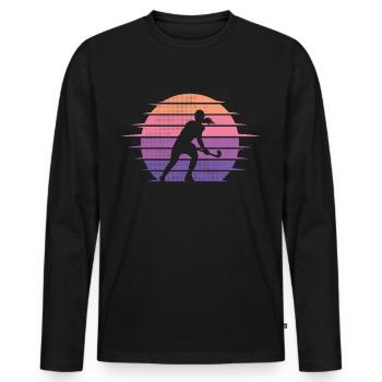 Joueuse de hockey sur gazon Joueuse de hockey Hockey féminin - T-shirt manches longues Premium bio Homme - noir - Devant - Nico (187cm)