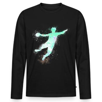 Handball, handballer, Beachhandball,Graffiti - Männer Premium Bio Langarmshirt - Schwarz - Vorne - Nico (187cm)