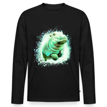 Nilpferd, Graffiti, Malerei, Baby - Männer Premium Bio Langarmshirt - Schwarz - Vorne - Nico (187cm)