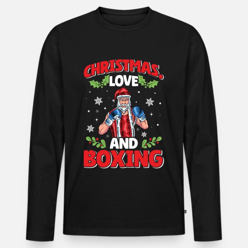 Christmas Love Boxing Boxer Weihnachtsgeschenk - Männer Premium Bio Langarmshirt - Schwarz