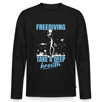 Plongée, Apnée Plongée, Apnée No Limit Apnée Apnée - T-shirt manches longues Premium bio Homme - noir - Devant - Nico (187cm)
