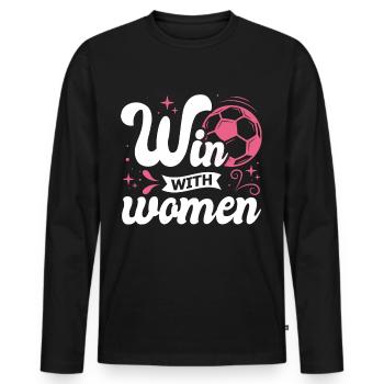 Soccer féminin, Football féminin, Football féminin - T-shirt manches longues Premium bio Homme - noir - Devant - Nico (187cm)
