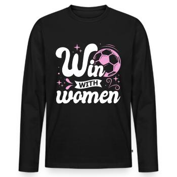 Soccer féminin, Football féminin, Football féminin - T-shirt manches longues Premium bio Homme - noir - Devant - Nico (187cm)