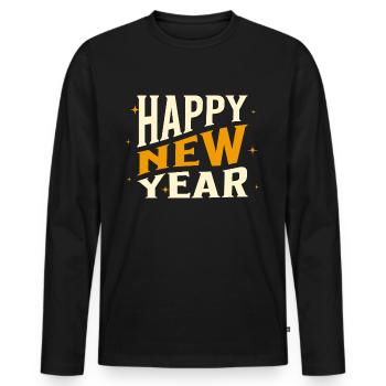 Happy New Year 2024 New Year's Eve New Year Party Celebration - Men's Premium Organic Long Sleeve Shirt - black - Front - Nico (187cm)