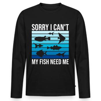 Drôle d’amateur d’aquarium disant citation du propriétaire de l’aquarium - T-shirt manches longues Premium bio Homme - noir - Devant - Nico (187cm)