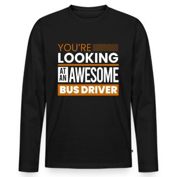 drôle de chauffeur de bus scolaire chauffeur de bus scolaire disant cadeau - T-shirt manches longues Premium bio Homme - noir - Devant - Nico (187cm)