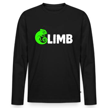 Bouldern, Klettern, Freiklettern Chameleon Boulder - Männer Premium Bio Langarmshirt - Schwarz - Vorne - Nico (187cm)