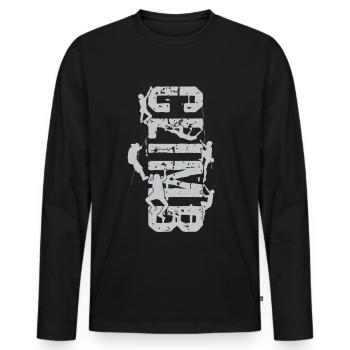 Bouldern, Klettern, Freiklettern Chameleon Boulder - Männer Premium Bio Langarmshirt - Schwarz - Vorne - Nico (187cm)