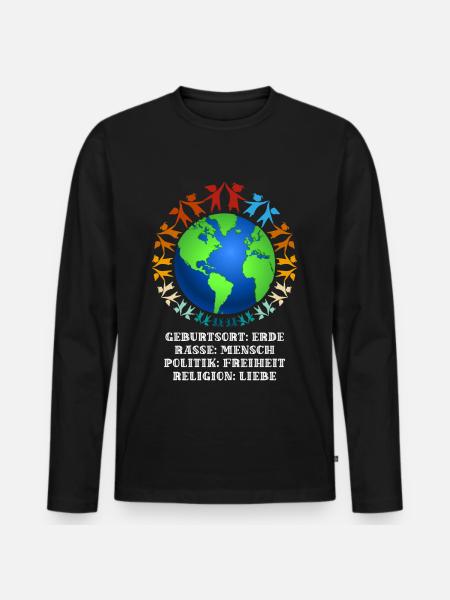 Nice "against racism" Refugees Welcome - Men's Premium Organic Long Sleeve Shirt - black