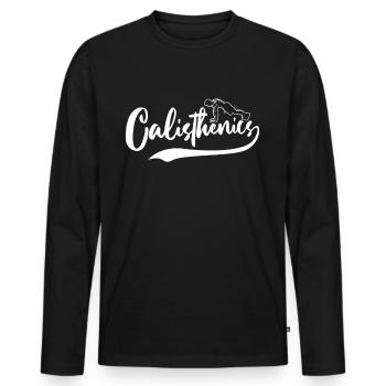 Calisthenics Street Workout Gymnastics Fitness - Men's Premium Organic Long Sleeve Shirt - black - Front - Nico (187cm)