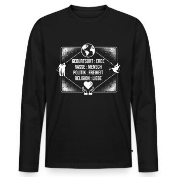contre le racisme, contre la droite, contre les nazis, l’amour - T-shirt manches longues Premium bio Homme - noir - Devant - Nico (187cm)