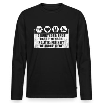 contre le racisme, contre la droite, contre les nazis, l’amour - T-shirt manches longues Premium bio Homme - noir - Devant - Nico (187cm)