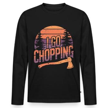 Lumberjack Wood Chopping Tree Cutter - Men's Premium Organic Long Sleeve Shirt - black - Front - Nico (187cm)