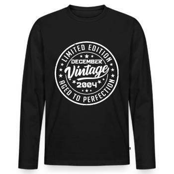 Décembre 2004 Cadeau Vintage Rétro Décembre 2004 - T-shirt manches longues Premium bio Homme - noir - Devant - Nico (187cm)