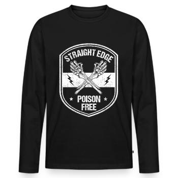 Vegan, Anti-drogues, Hardcore Punk Straight Edge - T-shirt manches longues Premium bio Homme - noir - Devant - Nico (187cm)