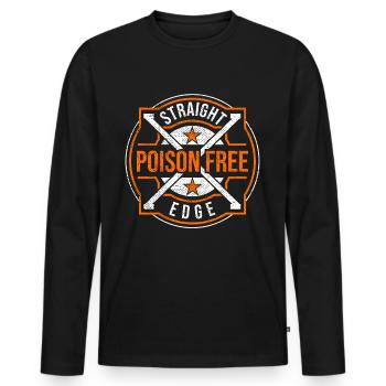 Vegan, Anti-drogues, Hardcore Punk Straight Edge - T-shirt manches longues Premium bio Homme - noir - Devant - Nico (187cm)
