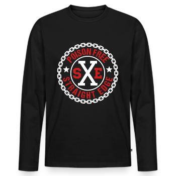 Vegan, Anti-drogues, Hardcore Punk Straight Edge - T-shirt manches longues Premium bio Homme - noir - Devant - Nico (187cm)