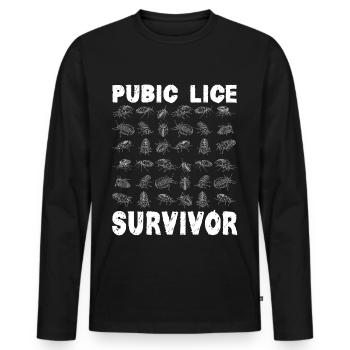 Pubic lice survivor embarrassing adult humor - Men's Premium Organic Long Sleeve Shirt - black - Front - Nico (187cm)