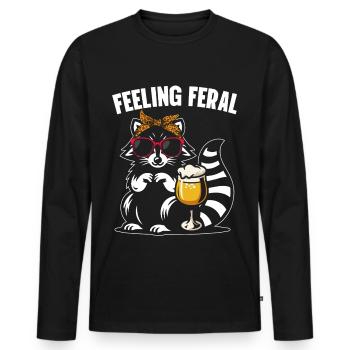 Drôle Opossum Wild Girl Fête Vacances Été - T-shirt manches longues Premium bio Homme - noir - Devant - Nico (187cm)