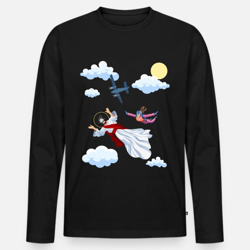 Skydive Jesus, Fallschirm, Skydiving, - Männer Premium Bio Langarmshirt - Schwarz