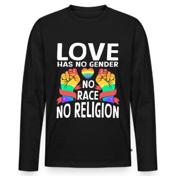 Amour, Déclaration pour l’Amour, l’Égalité et - T-shirt manches longues Premium bio Homme - noir - Devant - Nico (187cm)
