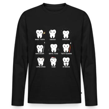 Zähne - Männer Premium Bio Langarmshirt - Schwarz - Vorne - Nico (187cm)