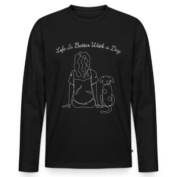 DOGS BETTER DOGS PET DOG LOVE WAU MOTIF - Men's Premium Organic Long Sleeve Shirt - black - Front - Nico (187cm)