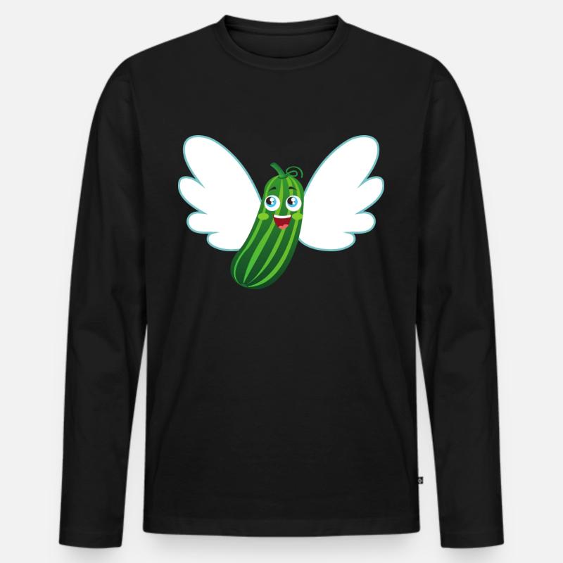 fliegende Gurke - Männer Premium Bio Langarmshirt - Schwarz
