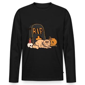 Exotische Kurzhaarkatze Halloween Katze - Männer Premium Bio Langarmshirt - Schwarz - Vorne - Nico (187cm)