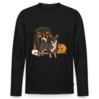 Mignon chien suédois Vallhund Halloween Costume - T-shirt manches longues Premium bio Homme - noir - Devant - Nico (187cm)