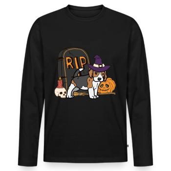 Cute Beagle Halloween Dog - Men's Premium Organic Long Sleeve Shirt - black - Front - Nico (187cm)