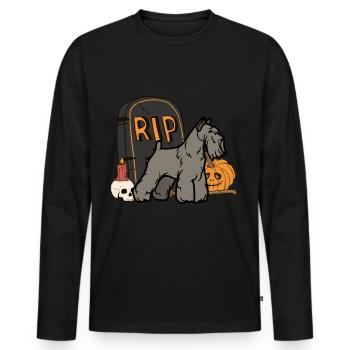 Mignon Schnauzer Halloween Costume Chien - T-shirt manches longues Premium bio Homme - noir - Devant - Nico (187cm)