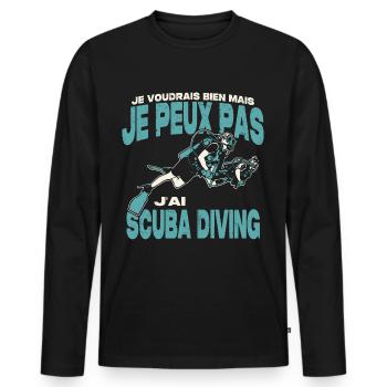 Je peux pas j'ai scuba diving. - T-shirt manches longues Premium bio Homme - noir - Devant - Nico (187cm)
